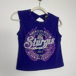 Biker‎ Sturgis American Built Anniversary Cropped Tank Top